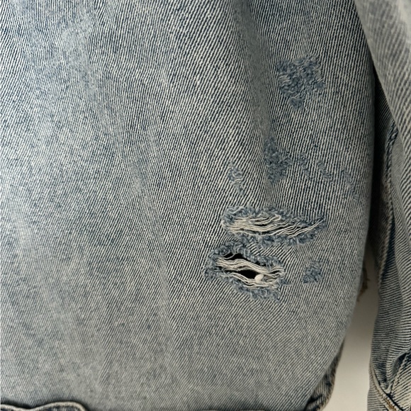 Zara Man Relaxed Fit Distressed Denim Shacket - Picture 4 of 4